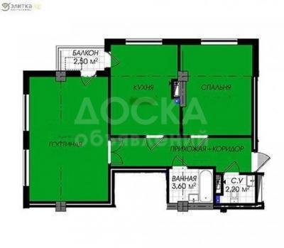 Продаю 2-комнатную квартиру, 73кв. м., этаж - 2/9, АЮ Гранд.