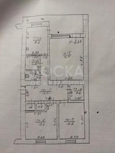 Продаю 3-комнатную квартиру, 64,1кв. м., этаж - 1/2, Авторынок .