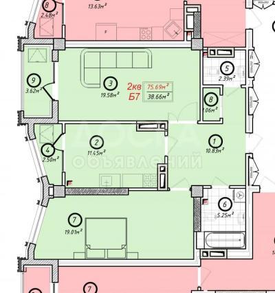 Продаю 2-комнатную квартиру, 75кв. м., этаж - 7/10, Немецкий квартал. Сухэ-Батора - Юж. Магистраль.