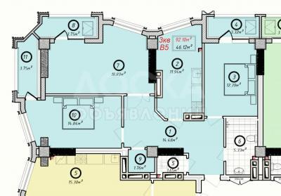 Продаю 3-комнатную квартиру, 92кв. м., этаж - 7/10, Немецкий Квартал. Сухэ-Батора - Юж. Магистраль.