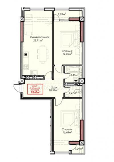 Продаю 3-комнатную квартиру, 75кв. м., этаж - 10/10, Район ВЕФА 60000$.