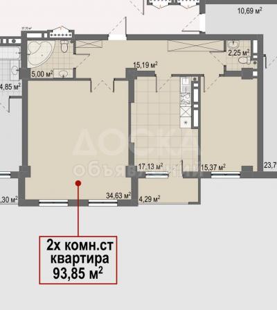 Продаю 2-комнатную квартиру, 93кв. м., этаж - 12/14, Физпробы.