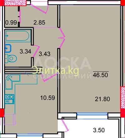 Продаю 1-комнатную квартиру, 47кв. м., этаж - 3/9, Южная Магистраль\Алматинка.