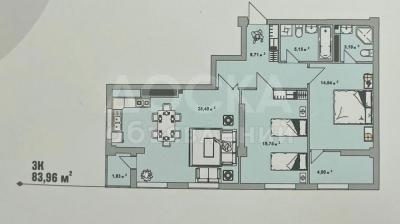 Продаю 3-комнатную квартиру, 84кв. м., этаж - 6/15, Юг-2.