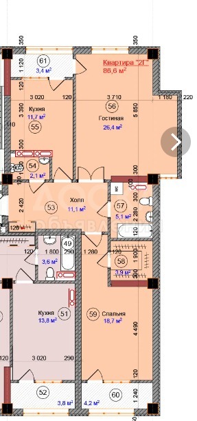 Продаю 2-комнатную квартиру, 86кв. м., этаж - 9/14, Сухебатор/ Магистраль.