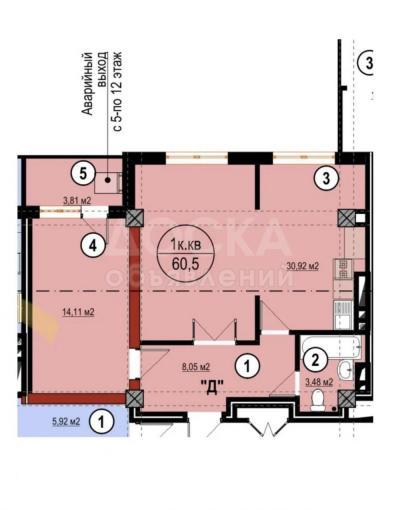 Продаю 2-комнатную квартиру, 61кв. м., этаж - 6/12, Асанбай.