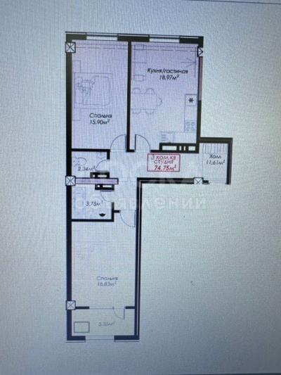 Продаю 2-комнатную квартиру, 75кв. м., этаж - 4/12, чуйкова 132.