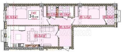 Продаю 3-комнатную квартиру, 68кв. м., этаж - 4/10, Горького 1б/1.