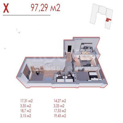 Продаю 2-комнатную квартиру, 73кв. м., этаж - 9/16, Советская-Магистраль.
