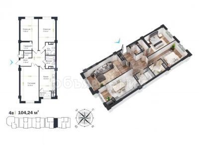 Продаю 3-комнатную квартиру, 104кв. м., этаж - 6/16, Асанбай.