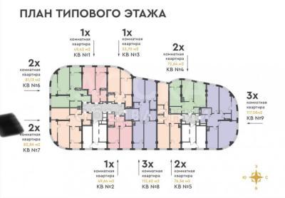 Продаю 1-комнатную квартиру, 53.70кв. м., этаж - 5/12, Саякбая Каралаева, 65\1.