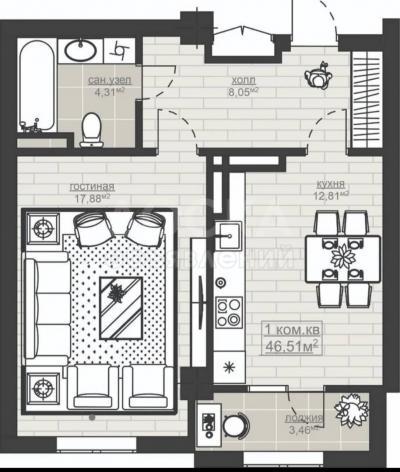 Продаю 1-комнатную квартиру, 47кв. м., этаж - 4/12, Сухебатор/ Магистраль.