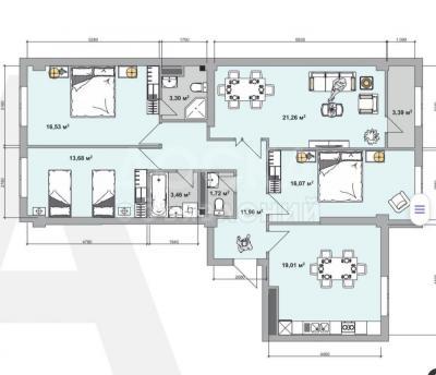 Продаю 3-комнатную квартиру, 109,47мкв. м., этаж - 3/14, Кулатова-Элебаева.