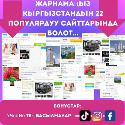 Жарнамаңызды Кыргызстандагы 22 популярдуу сайтка жайгаштыруу