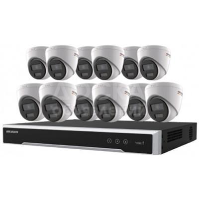 Hikvision EKI-K164T412C 16-Channel 8MP NVR with 4TB HDD & 12 ColorVu 4MP Night Vision Turret Cameras Kit