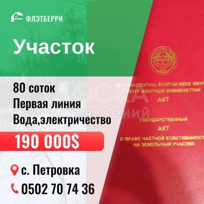 Продаю участок под строительство, 80 соток с. Петровка .
