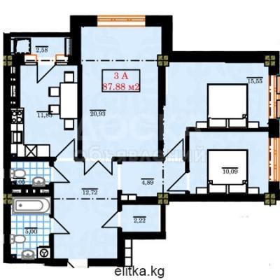 Продаю 3-комнатную квартиру, 88кв. м., этаж - 9/14, мкрн Джал.