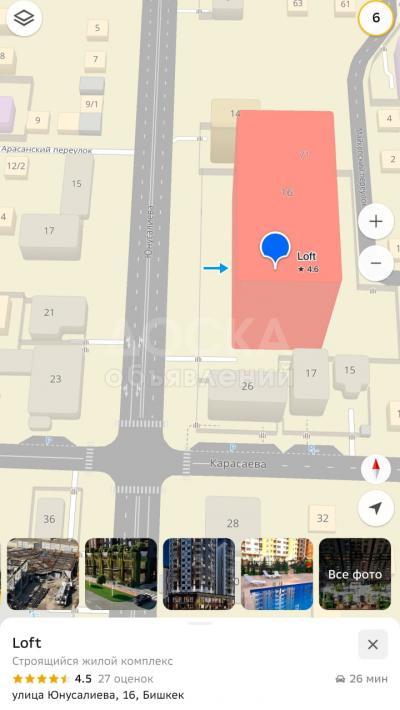 Продаю 1-комнатную квартиру, 51кв. м., этаж - 15/16,  ЖД "LOFT" от застройщика «Борсан Констракшн»  ул.Карла Маркса/ул.Карасаева(Дружба) .