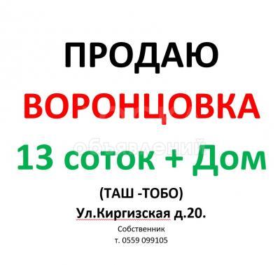 Продаю дом 5-ком. 13кв. м., этаж-2, 13-сот., стена кирпич, с. Воронцовка (Таш-Тобо), ул.Киргизская д.20.