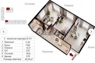 Продаю 3-комнатную квартиру, 65кв. м., этаж - 4/5, Ильменская 19.