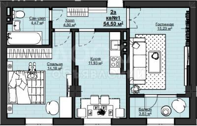 Продаю 2-комнатную квартиру, 55кв. м., этаж - 9/14, Токомбаева/Куттубаева.